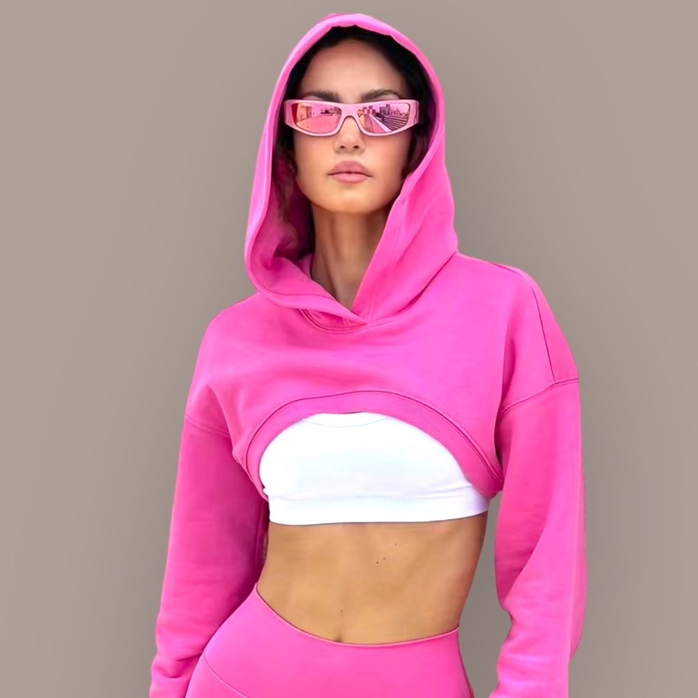 🩷 Mighty Fitness Fashion Crop Top Hoodie 🩷